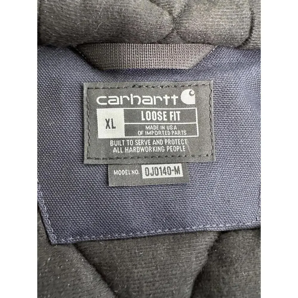 Carhartt Hooded Quilted Jacket Chore Coat Mens XL Dark Navy Vintage USA J0140 - Picture 4 of 6